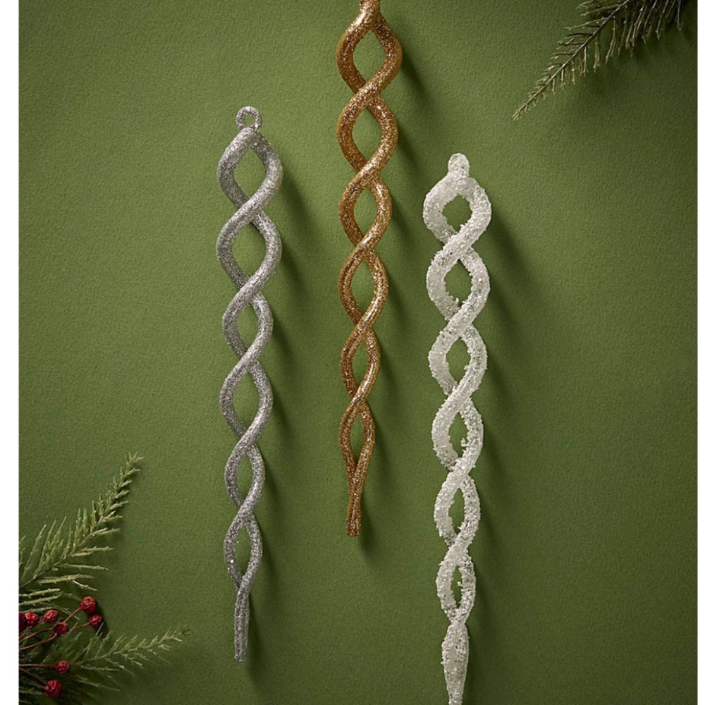 Sparkling icicle hanging ornaments set of 3 (three) NWT